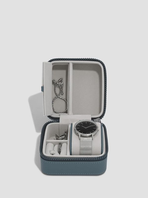 Canvas Watch & Jewellery Box in Blue Canvas Canvas Watch & Jewellery Box in Blue Canvas