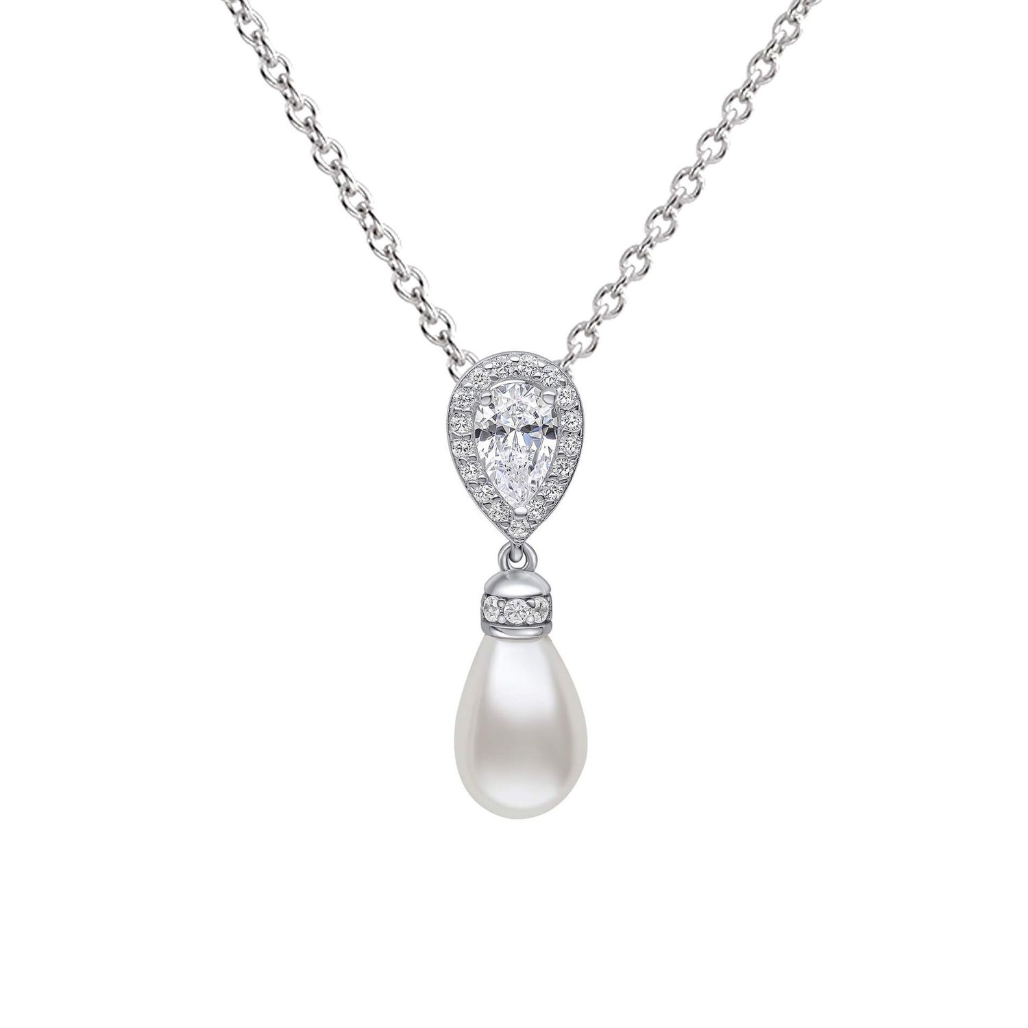 Silver Teardrop Pendant with Cubic Zirconia