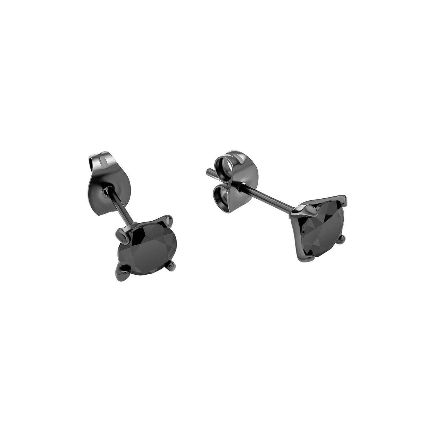 Fred Bennett Black Stainless Steel Cubic Zirconia Stud Earrings
