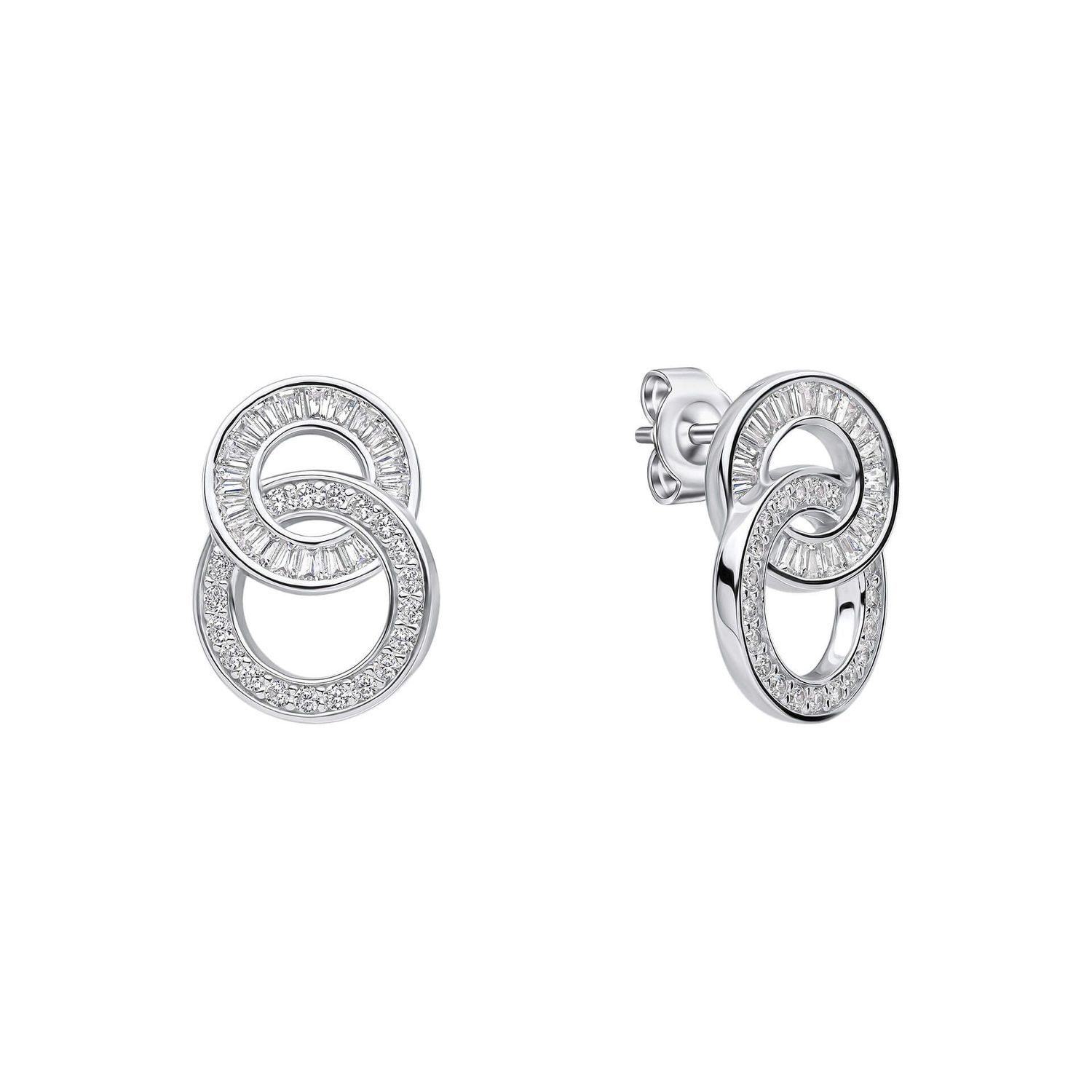 Diamonfire Silver Zirconia Linked Stud Earrings