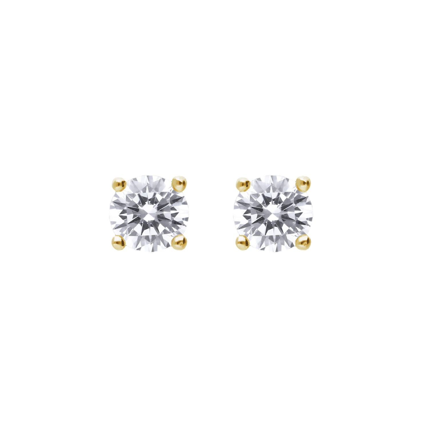 Diamonfire Gold Plated Silver 4 Claw 0.50ct Zirconia Stud Earrings