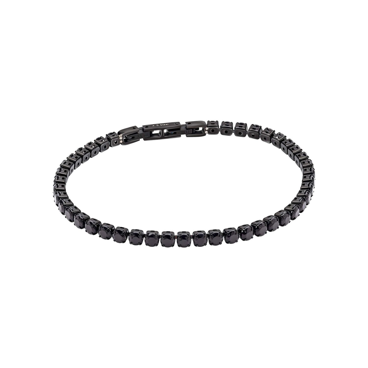 Fred Bennett Gents Black Stainless Steel Black Cz Tennis Bracelet