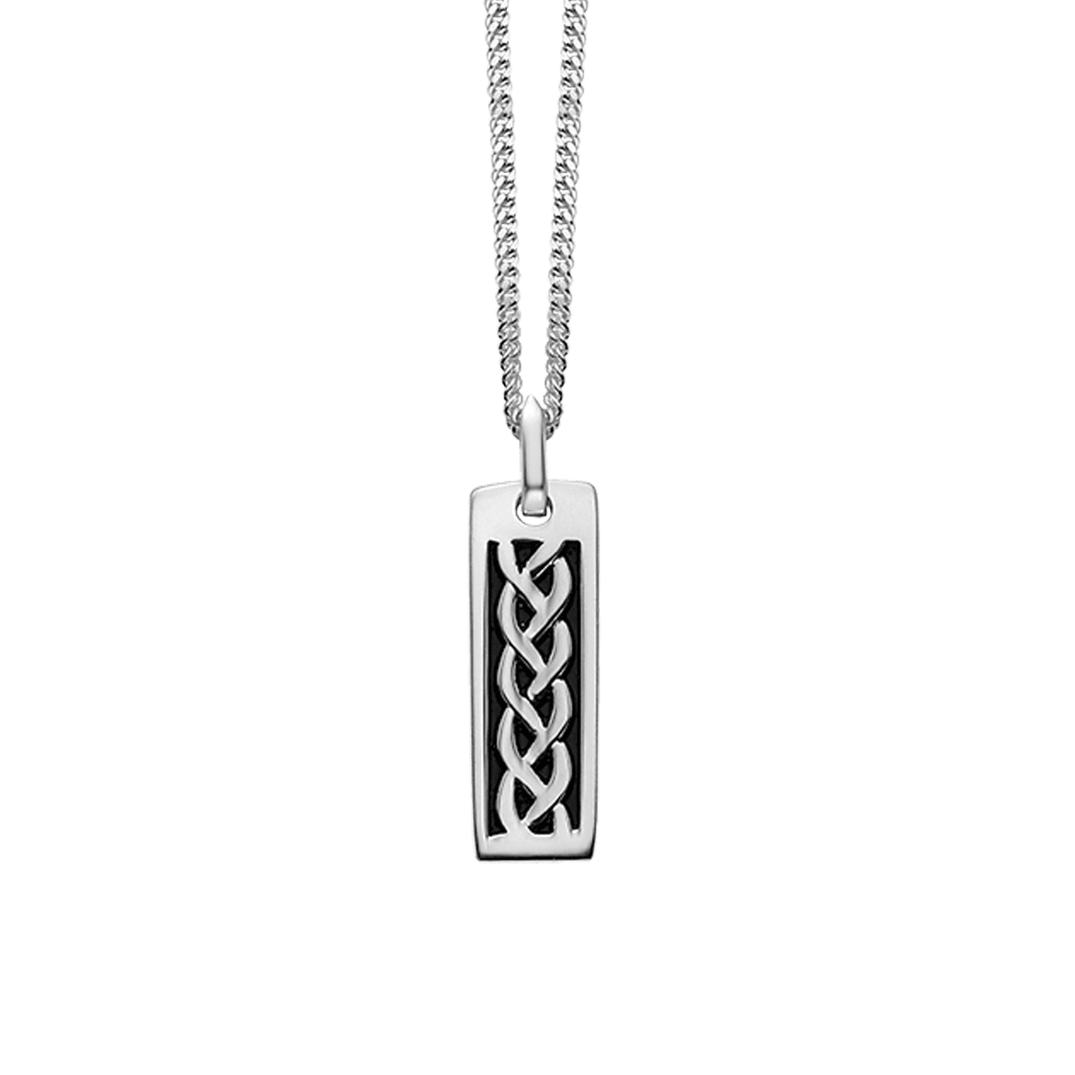 Declan Boys Silver Oxidised Dog Tag Necklace
