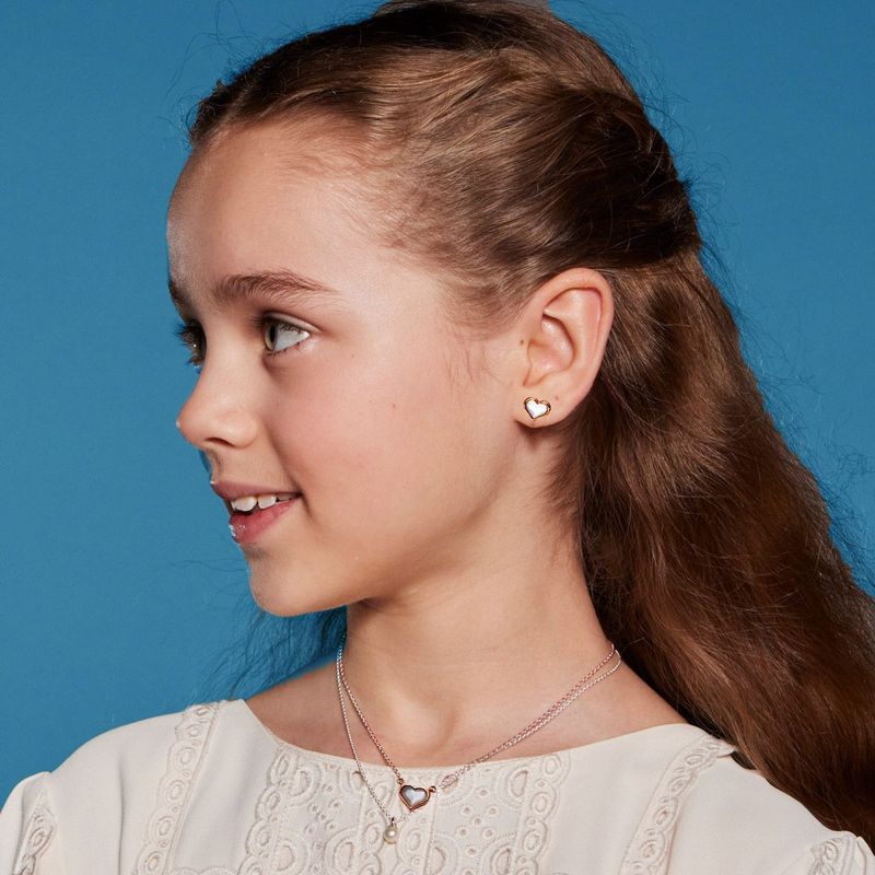 Esme - Silve Rose Gold Plated Heart Mother of Pearl Necklace