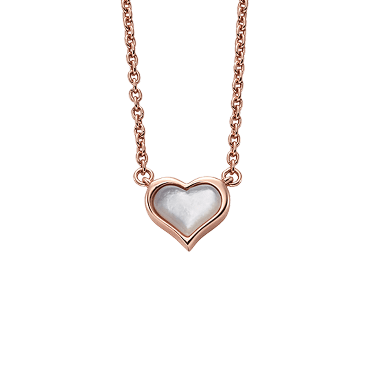 Esme - Silve Rose Gold Plated Heart Mother of Pearl Necklace