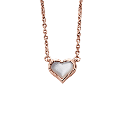 Esme - Silve Rose Gold Plated Heart Mother of Pearl Necklace