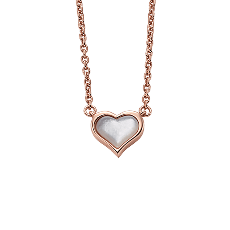 Esme - Silve Rose Gold Plated Heart Mother of Pearl Necklace