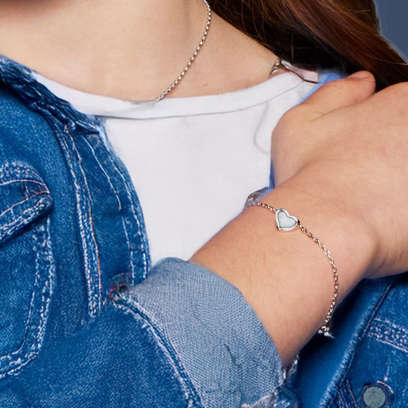 Ainsley - Silver Rose Gold Plated Heart Mother of Pearl Bracelet