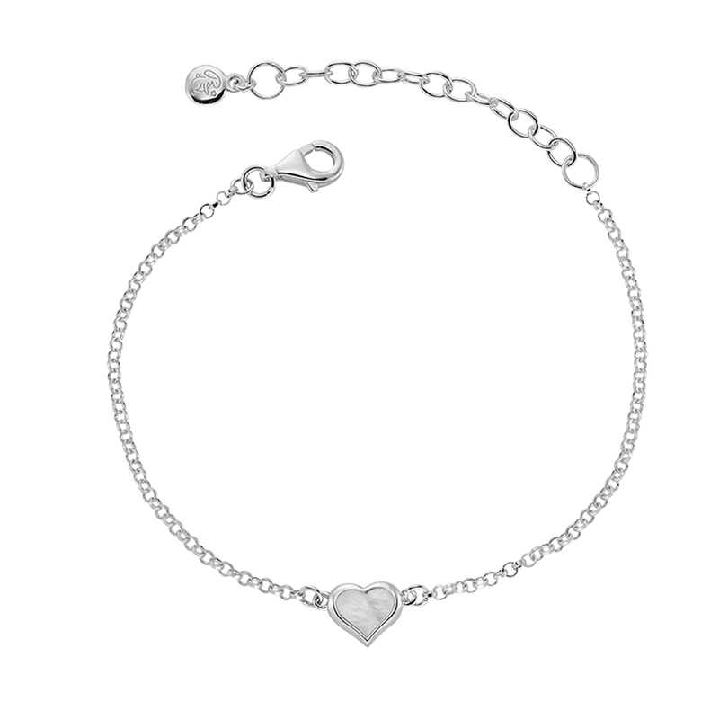 Betty - Silver Heart Mother of Pearl Bracelet