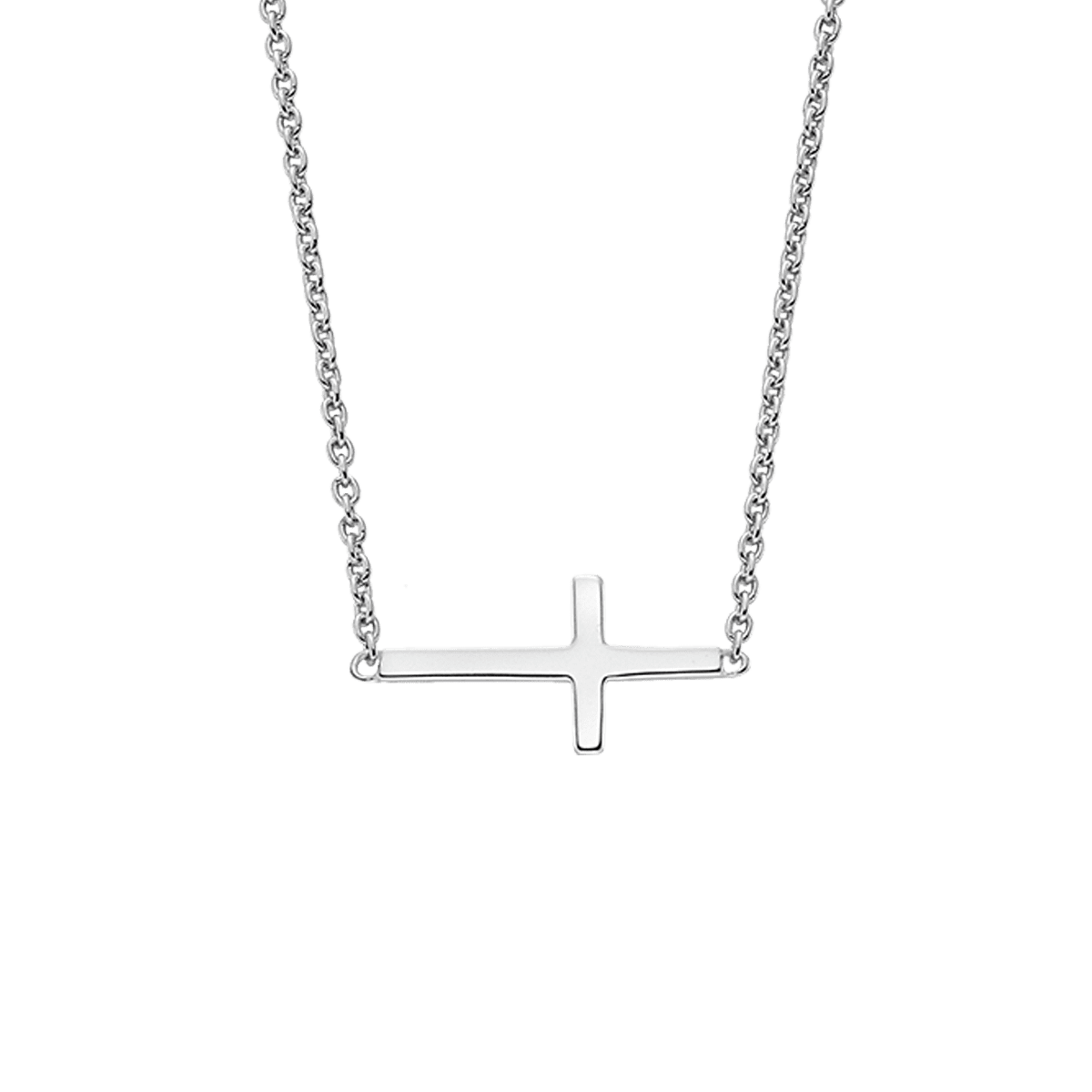 Tillie - Silver Adult Sideways Cross Necklace