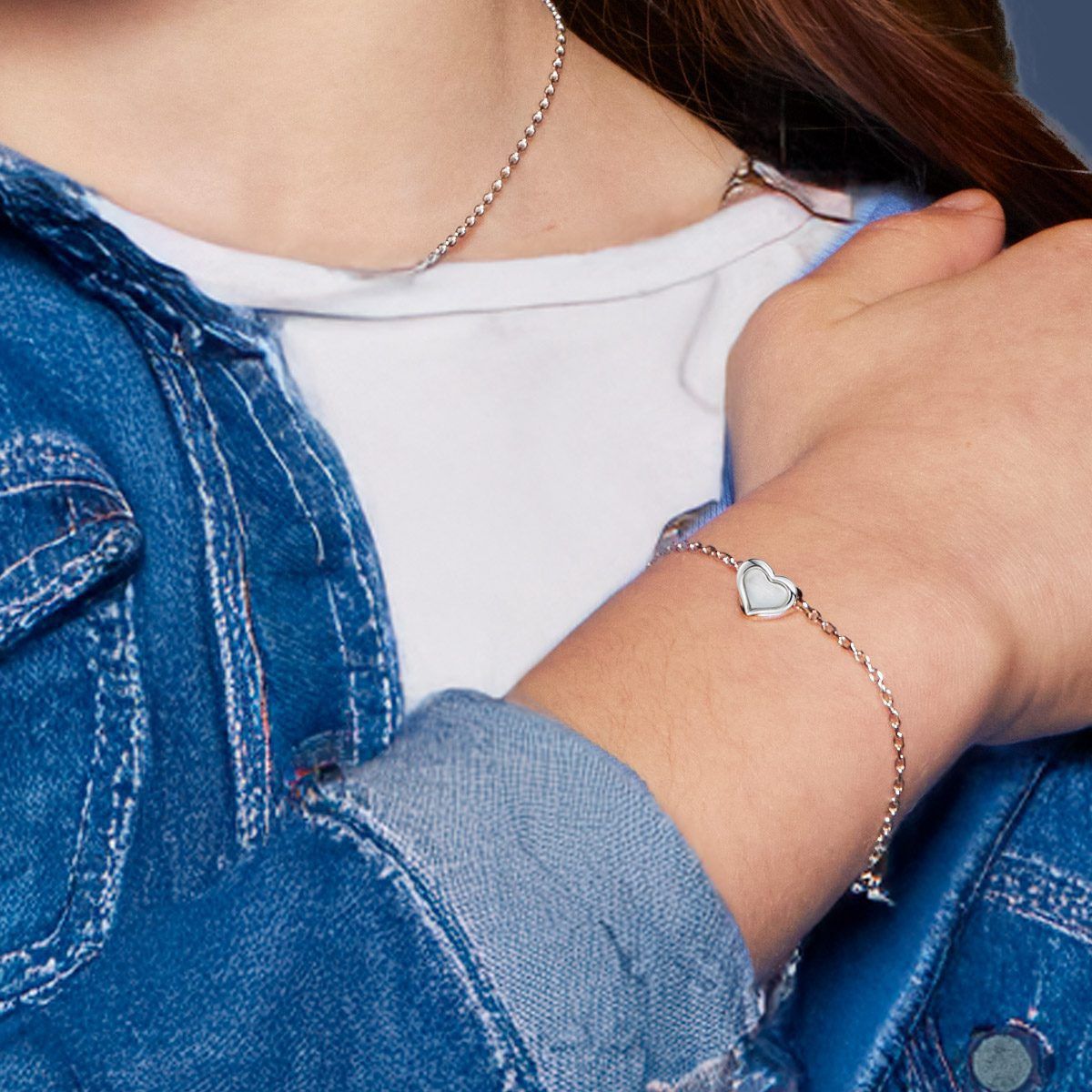 Betty - Silver Heart Mother of Pearl Bracelet