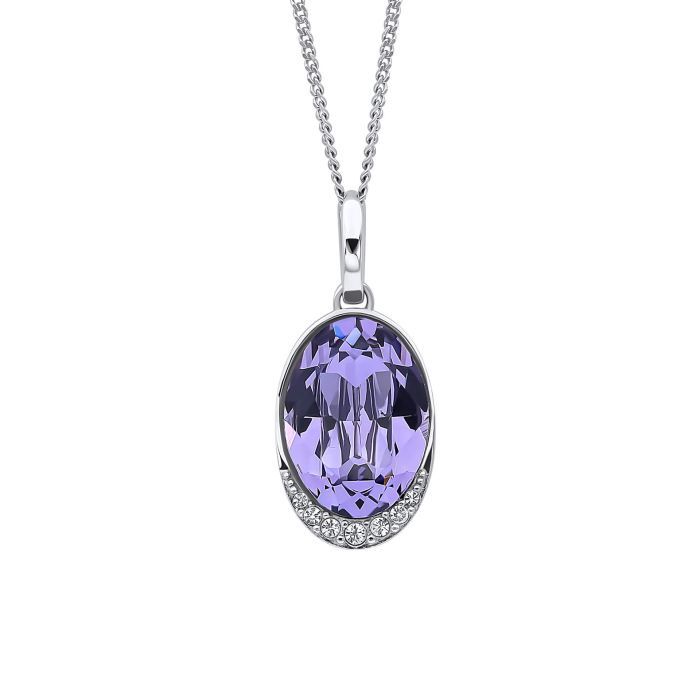 Silver Tanzanite Crystal &amp; CZ Oval Necklace