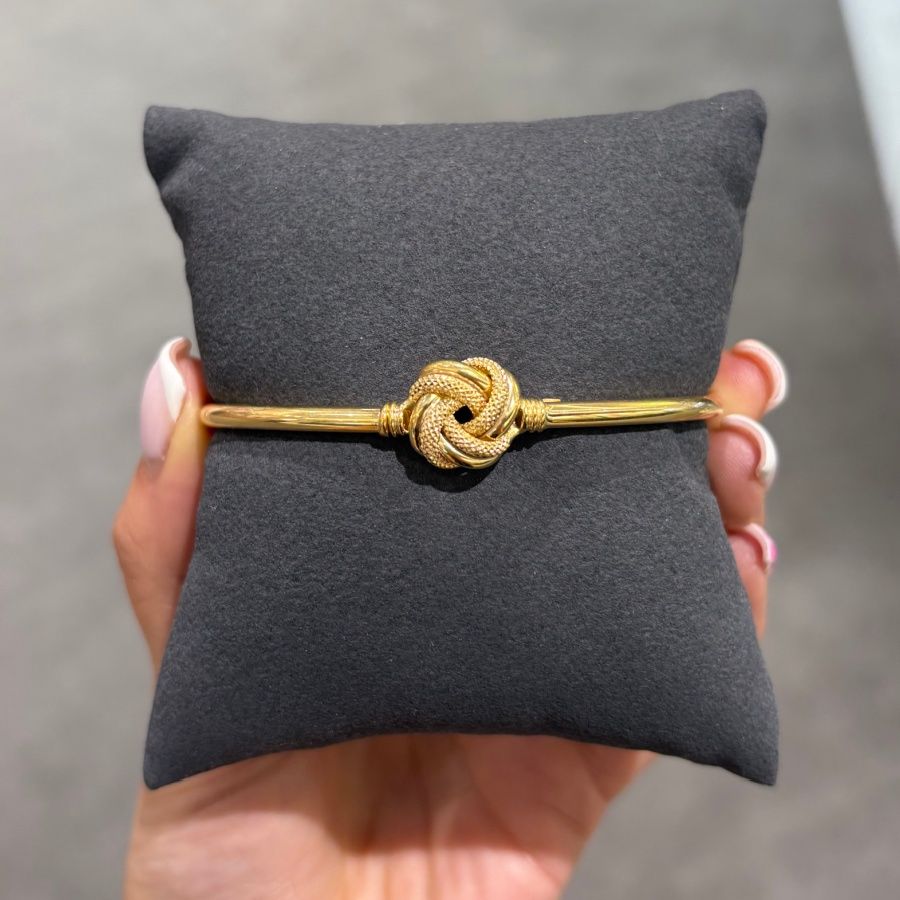 9ct Yellow Gold Feature Knot Hinged Bangle
