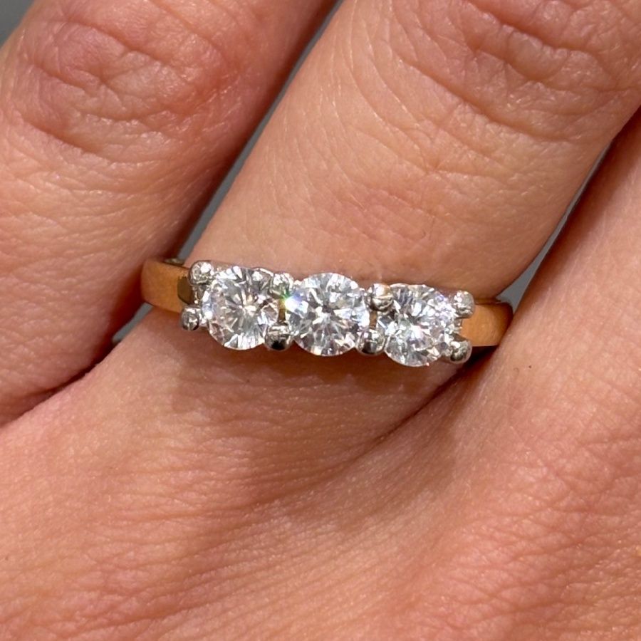 9ct Yellow Gold Cubic Zirconia Trilogy Ring