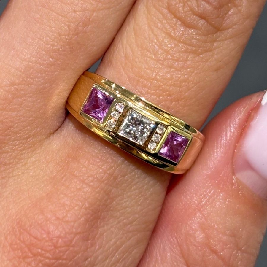 Pre-Owned 18ct Yellow Gold 0.50ct Pink Sapphire &amp; 0.38ct Diamond Ring