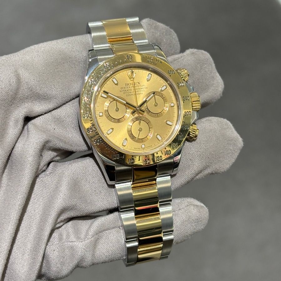 Pre-Owned Rolex Steel &amp; Gold Cosmograph Champagne Dial Daytona 116523