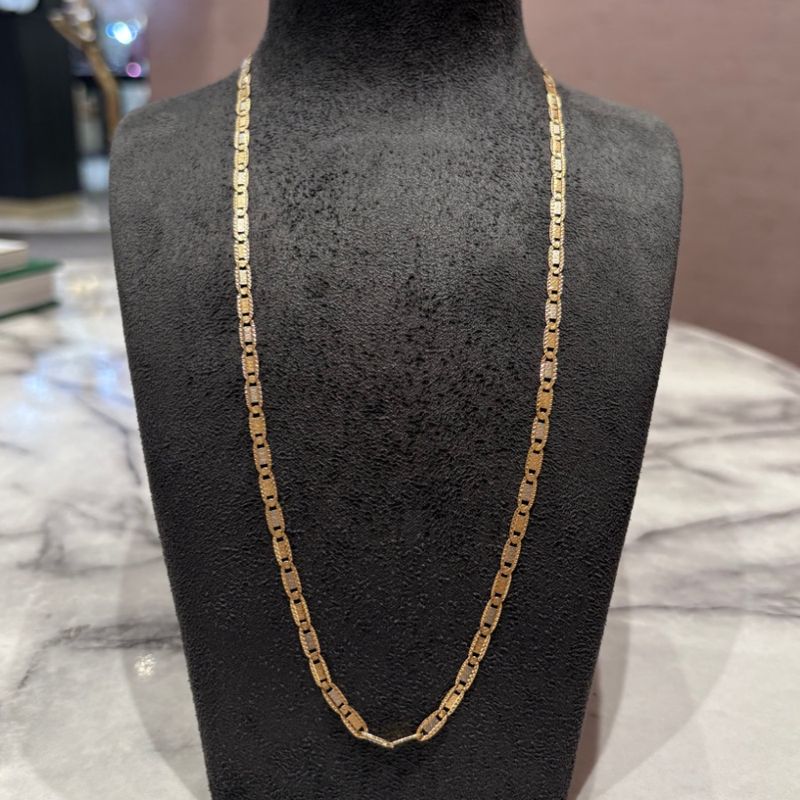 Pre-Owned 14ct Yellow & White Gold Fancy 24” Chain Pre-Owned 14ct Yellow & White Gold Fancy 24” Chain