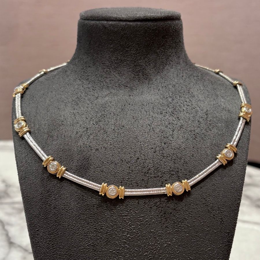 Pre-Owned 14ct Yellow &amp; White Gold 1.12ct Diamond Necklet