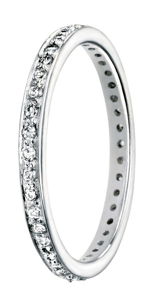 Sterling Silver Cubic Zirconia Pave Eternity Ring