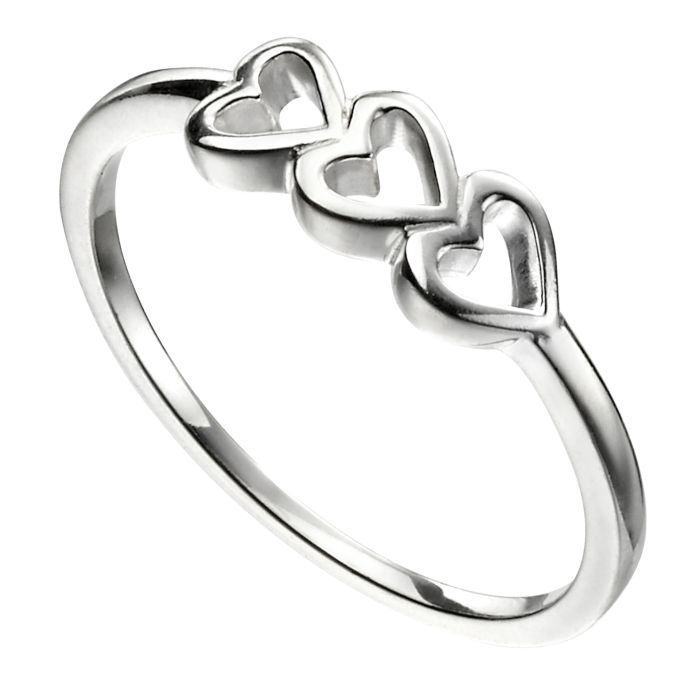 Sterling Silver Triple Heart Ring
