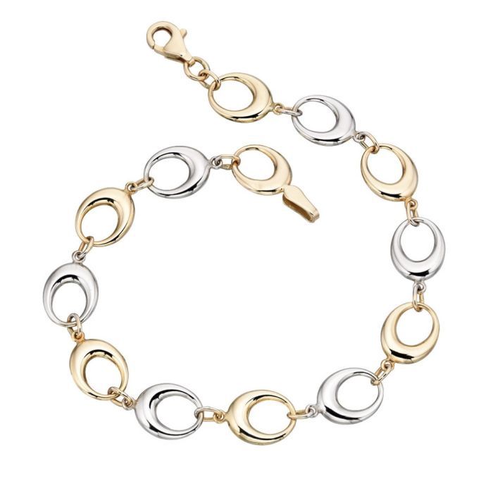 9ct  Yellow/White Gold Oval Link Bracelet