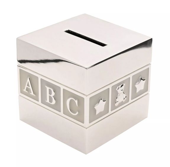Bambino Silverplated 123 Cube Money Box