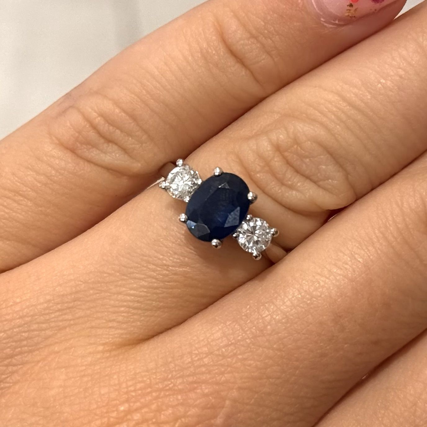 Pre-Owned 18ct White Gold 1.20ct Sapphire &amp; 0.38ct Diamond Ring