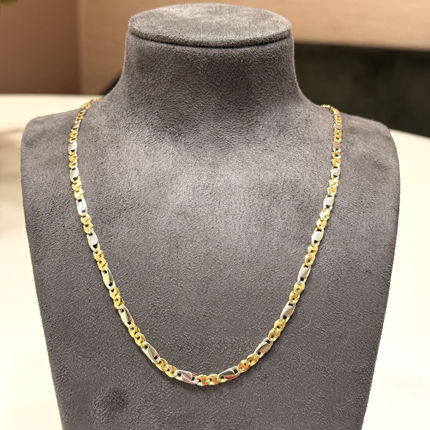Pre-Owned 18ct Yellow &amp; White Gold 20” Fancy Chain