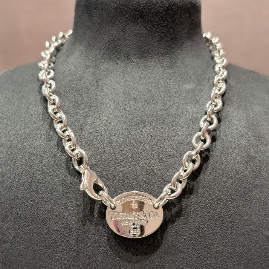 Pre-Owned Tiffany &amp; Co Return To Tiffany Choker Oval Tag Necklace