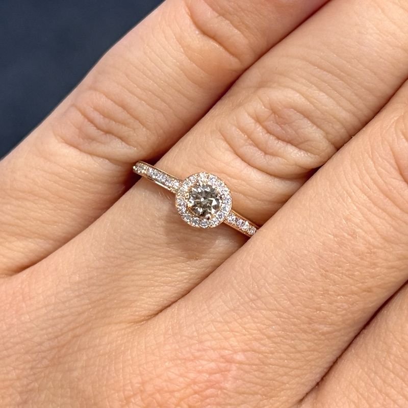 Pre-Owned 14ct Rose Gold 0.33ct Chocolate Diamond Halo Ring