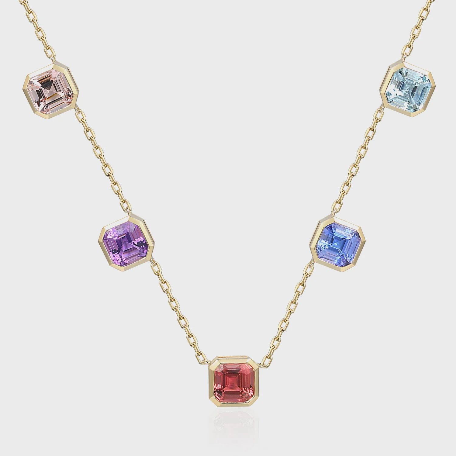 9ct Yellow Gold Multi Gemstone Necklace