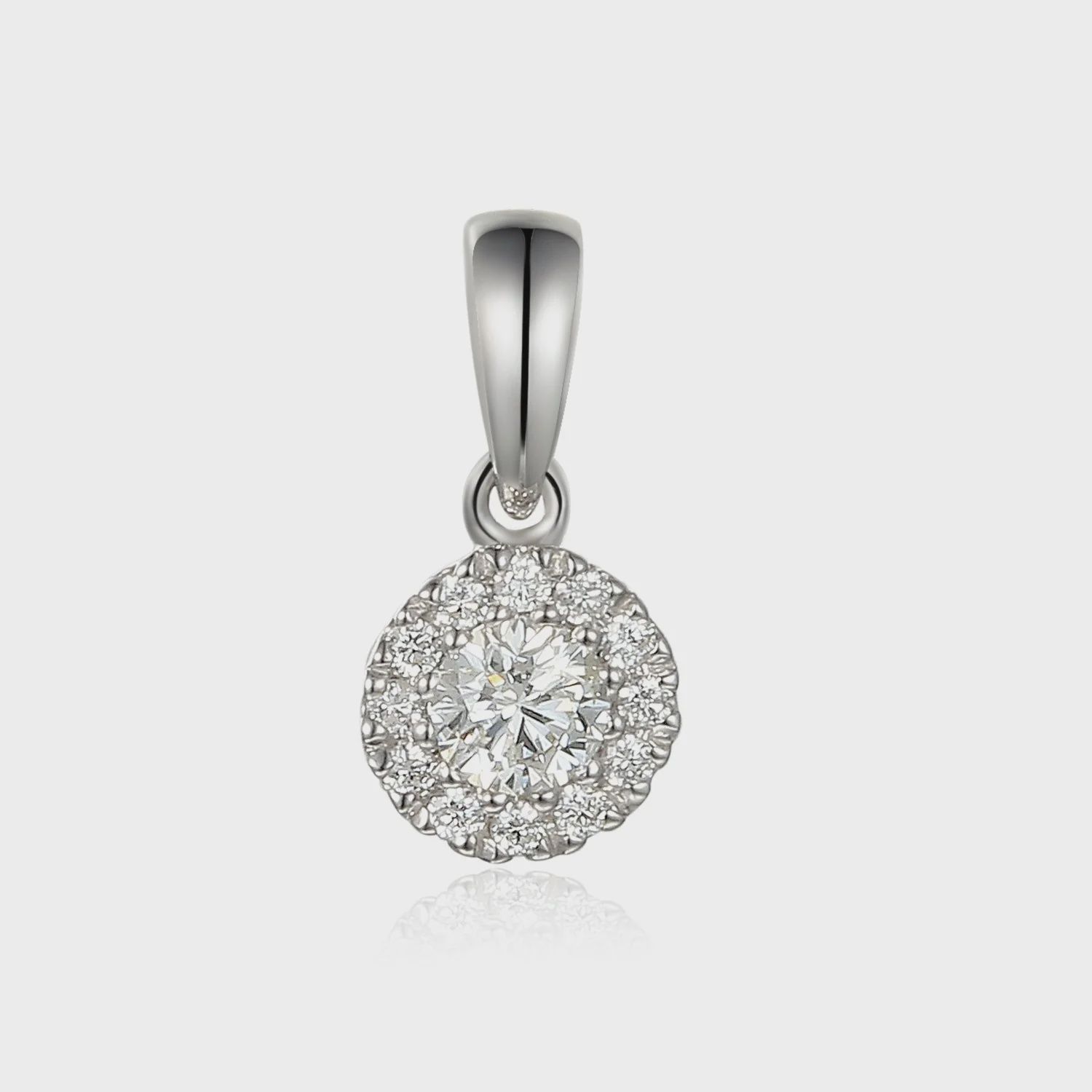 9ct White Gold April Birthstone Diamond Round Cluster Gold Pendant