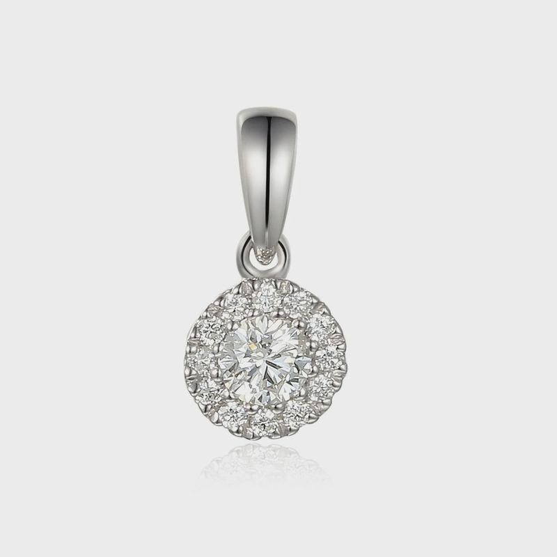 9ct White Gold April Birthstone Diamond Round Cluster Gold Pendant