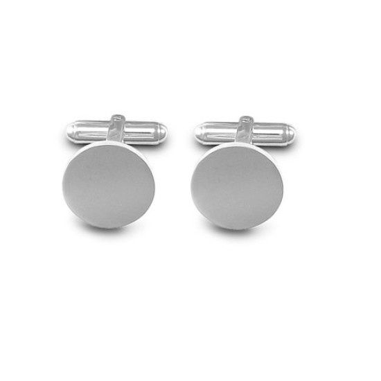Silver Round Heavyweight Cufflinks With Swivel Back