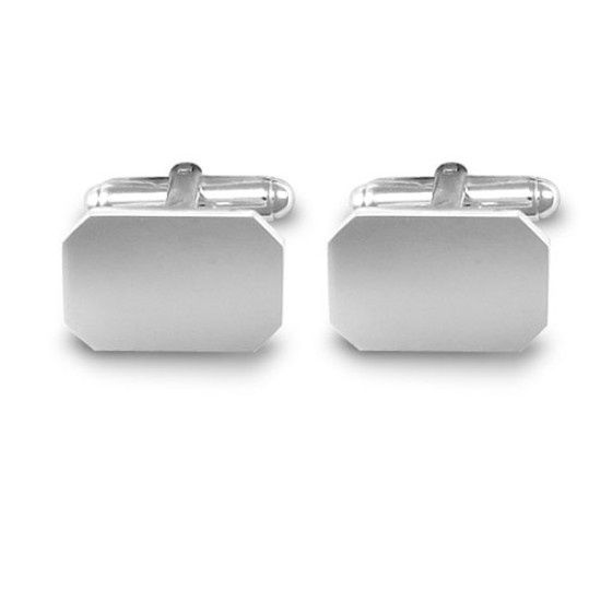 Sterling Silver Rectangluar Heavyweight Cufflinks With Swivel Back
