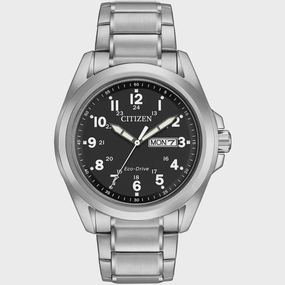 Citizen Eco Drive Stainless Steel Day and Date 43mm Watch