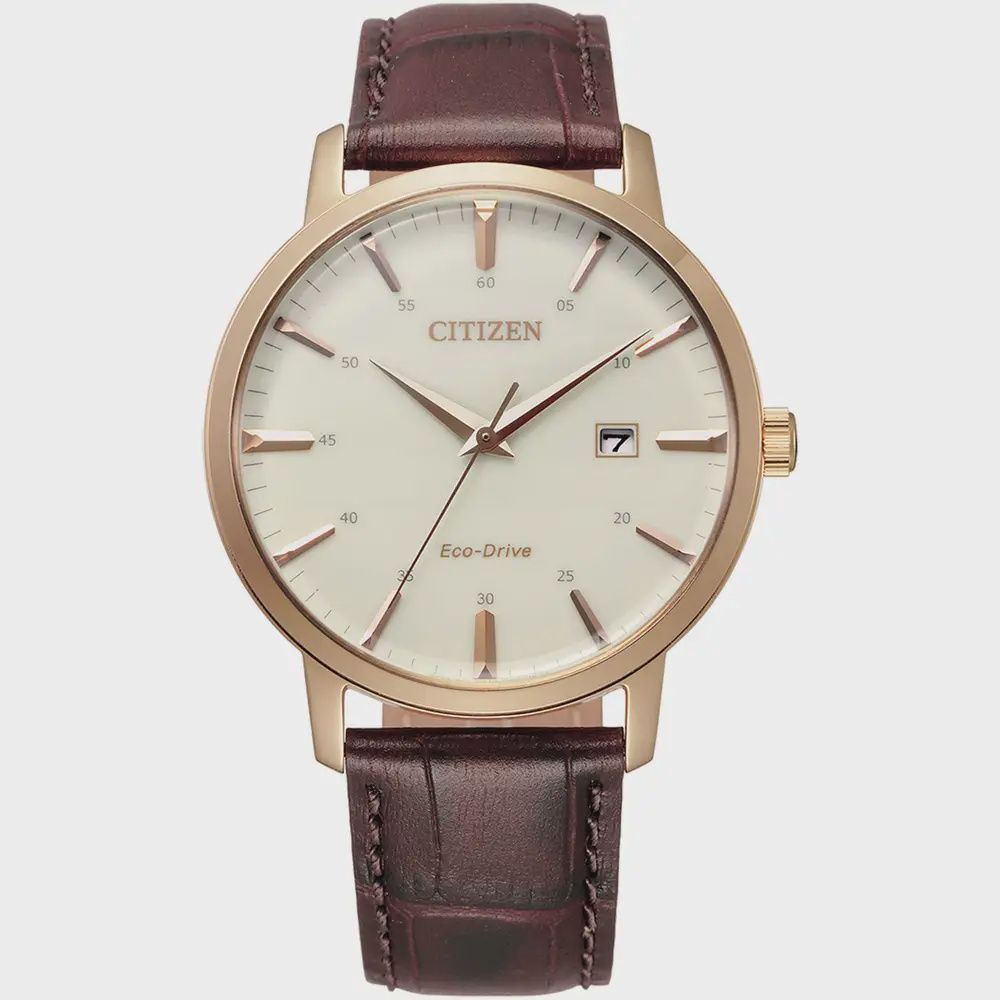 Citizen Gents Eco Drive Classic Gold Tone brown leather Watch