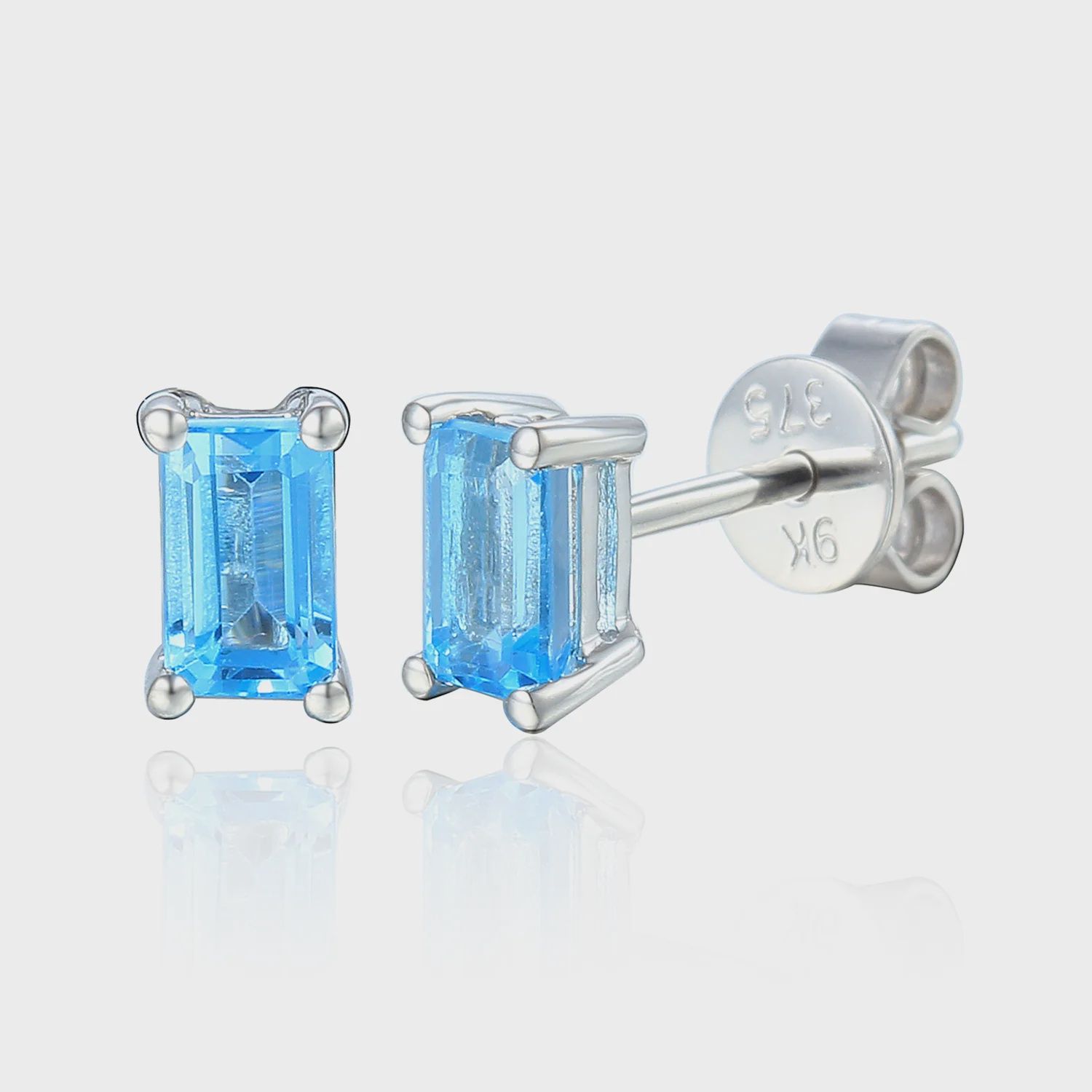 9ct White Gold 0.80ct Swiss Blue Topaz Earrings