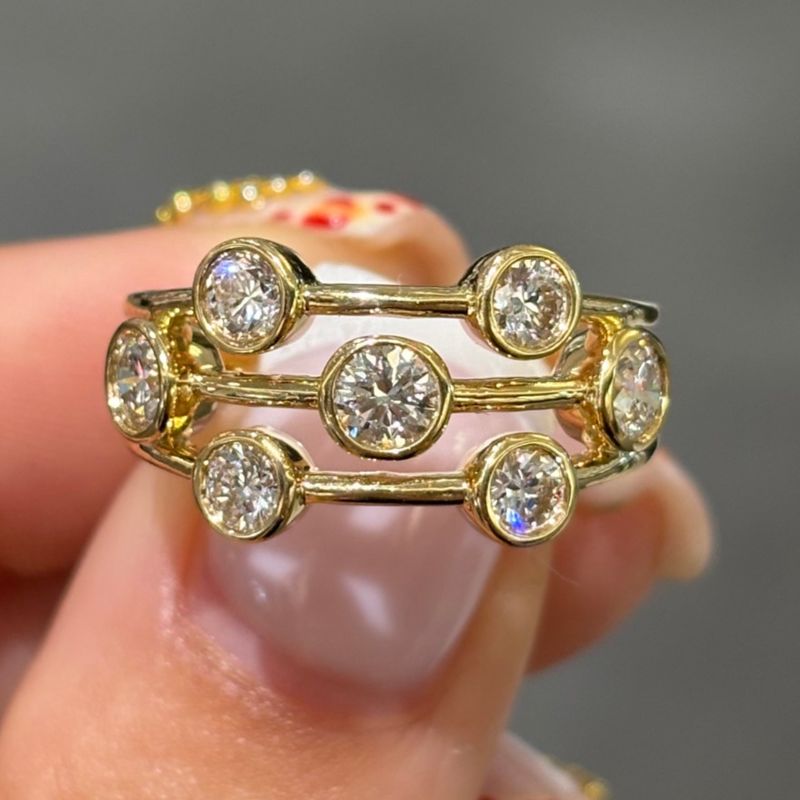 18ct Yellow Gold Lab-Grown Diamond Bubble Ring 1.06ct