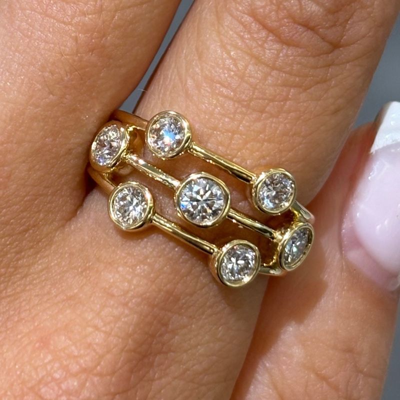 18ct Yellow Gold Lab-Grown Diamond Bubble Ring 1.06ct