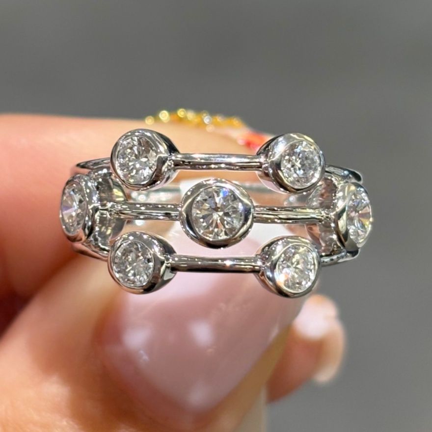 Platinum Lab-Grown Diamond Bubble Ring 1.06ct