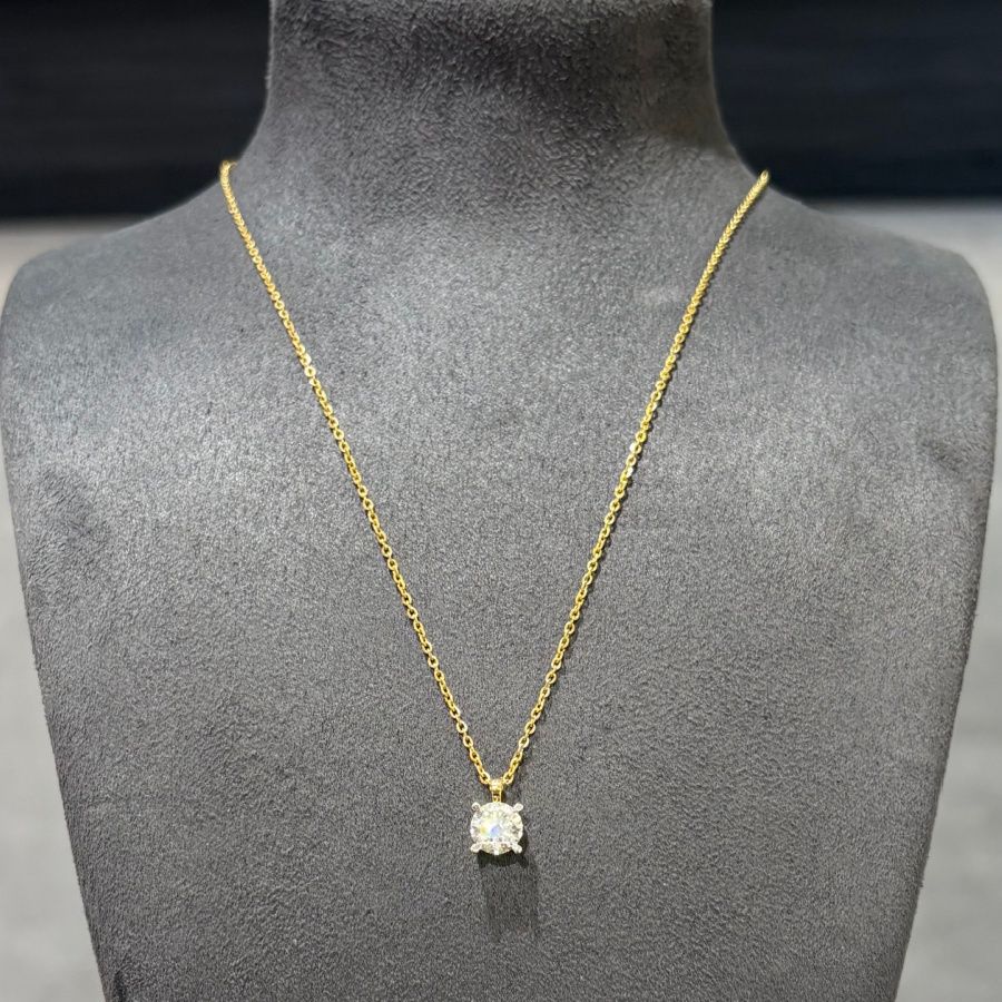 18ct Yellow Gold Lab-Grown Round Brilliant Diamond Pendant 1.04ct