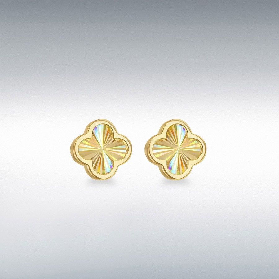 9ct Yellow Gold Rainbow Petal Stud Earrings