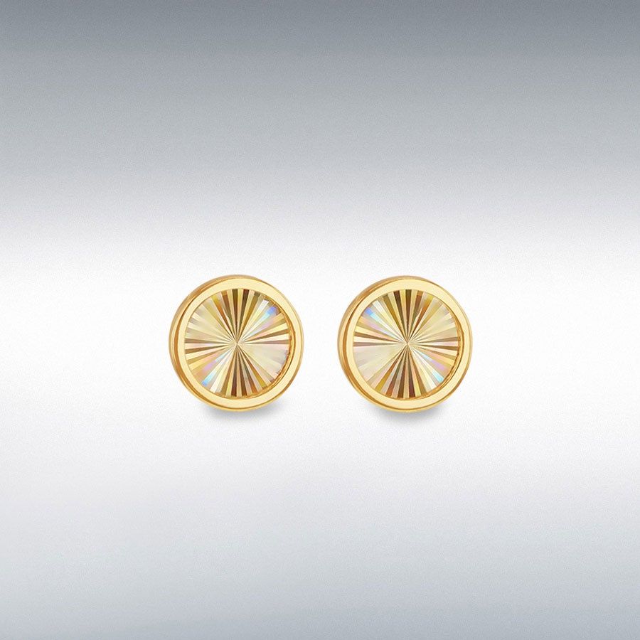 9ct Yellow Gold Rainbow Circle Stud Earrings