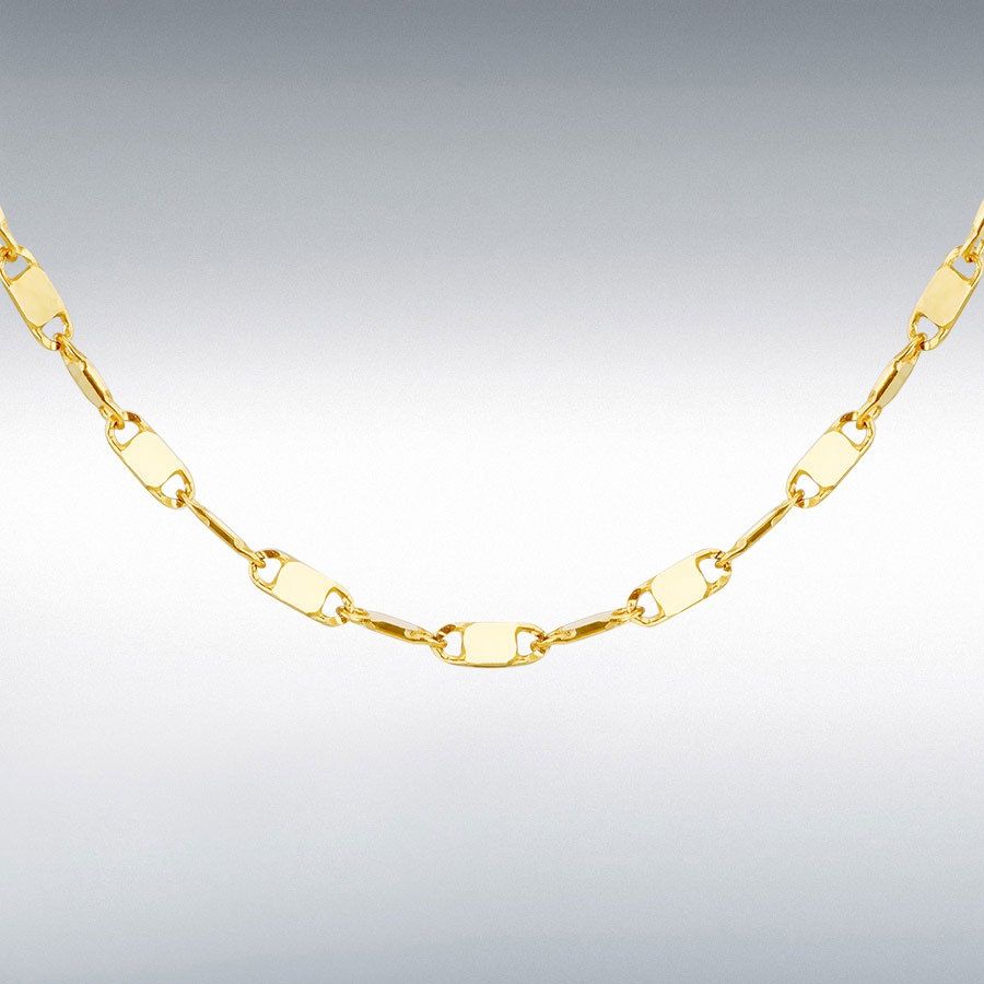 9ct Yellow Gold Sparkle Flat Link Necklace 16&quot;