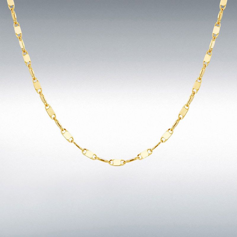9ct Yellow Gold Sparkle Flat Link Necklace 16"