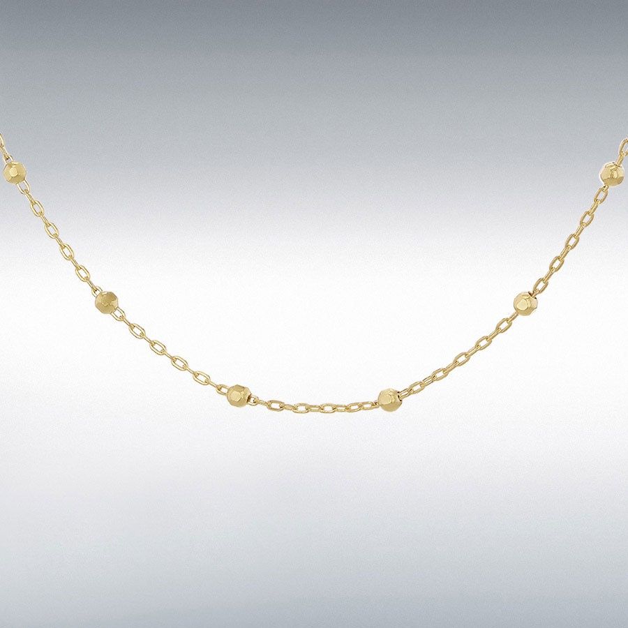 9ct Yellow Gold 1mm Diamond Cut Ball Trace Necklace 46cm/18&quot;