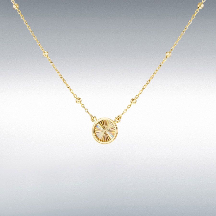 9ct Yellow Gold Rainbow Circle Adjustable Trace and Ball Necklace 17&quot;-18&quot;