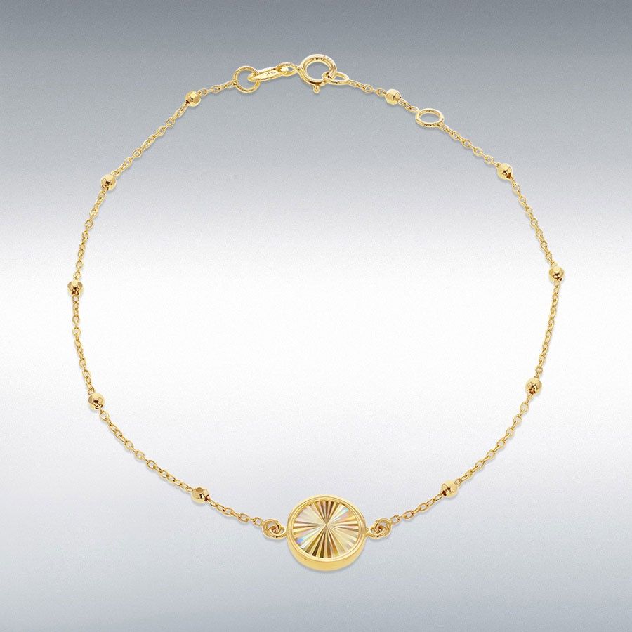 9ct Yellow Gold Rainbow Circle Adjustable Trace and Ball Bracelet 7&quot;-7.5&quot;