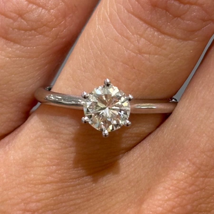 Platinum 0.72ct Natural Round Brilliant Diamond Solitaire Ring